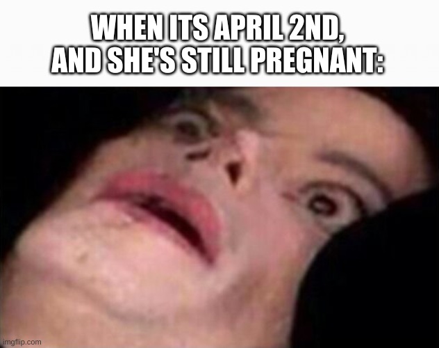 She was really pregnant! | WHEN ITS APRIL 2ND, AND SHE'S STILL PREGNANT: | image tagged in funny,memes,funny memes,michael jackson,pregnant,april fools | made w/ Imgflip meme maker
