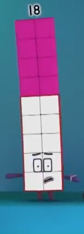 Numberblock 18 says uh-uh Blank Meme Template