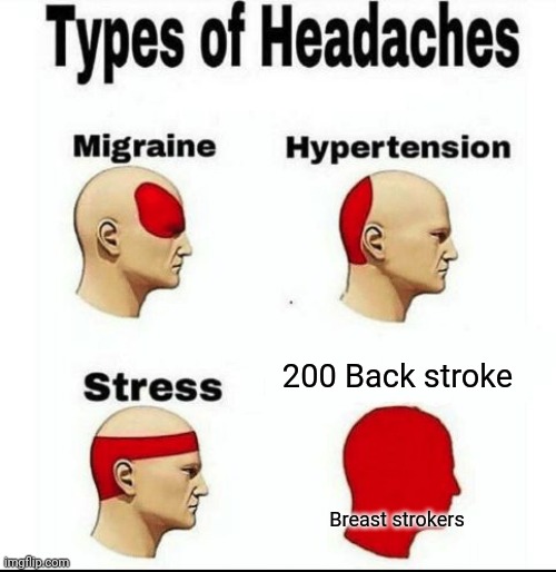 Breast strokers hate back stroke | 200 Back stroke; Breast strokers | image tagged in types of headaches meme,swimming,competetive swimming,swim team,breast stroke,back stroke | made w/ Imgflip meme maker