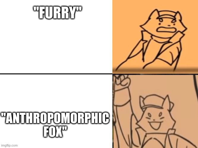 See the difference? | "FURRY"; "ANTHROPOMORPHIC FOX" | image tagged in memes | made w/ Imgflip meme maker