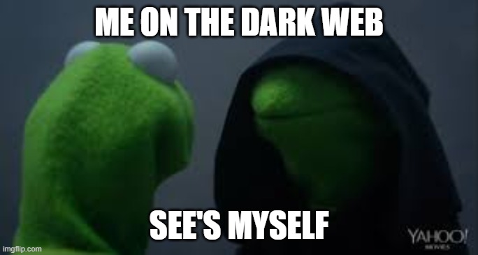 Lets talk | ME ON THE DARK WEB; SEE'S MYSELF | image tagged in kermit dark side | made w/ Imgflip meme maker