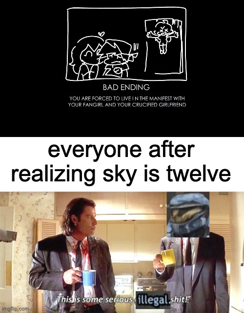 everyone after realizing sky is twelve | image tagged in blank white template | made w/ Imgflip meme maker