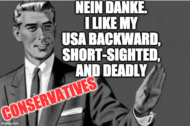 No thanks | NEIN DANKE.
I LIKE MY USA BACKWARD, SHORT-SIGHTED, AND DEADLY CONSERVATIVES | image tagged in no thanks | made w/ Imgflip meme maker