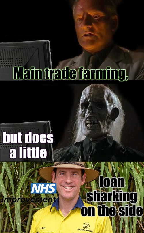 Main trade farming, but does a little; loan sharking on the side | image tagged in memes,i'll just wait here,david cameron | made w/ Imgflip meme maker