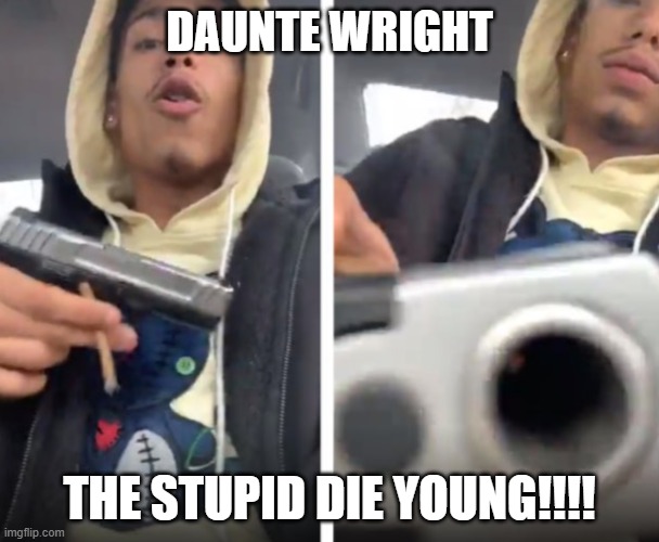 The stupid die young!!! |  DAUNTE WRIGHT; THE STUPID DIE YOUNG!!!! | image tagged in thugs,blm,stupidity | made w/ Imgflip meme maker
