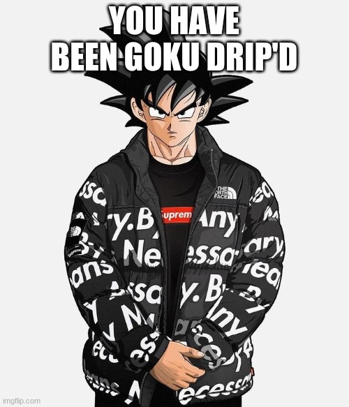 Drip Goku | YOU HAVE BEEN GOKU DRIP'D | image tagged in drip goku | made w/ Imgflip meme maker