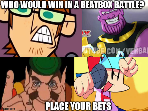 beatbox | WHO WOULD WIN IN A BEATBOX BATTLE? PLACE YOUR BETS | image tagged in friday night funkin | made w/ Imgflip meme maker