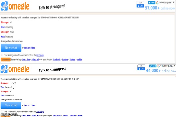 Interesting Omegle... | image tagged in interesting,omegle | made w/ Imgflip meme maker