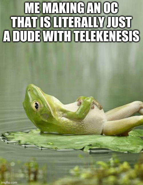 ChillinFrog | ME MAKING AN OC THAT IS LITERALLY JUST A DUDE WITH TELEKENESIS | image tagged in chillinfrog | made w/ Imgflip meme maker