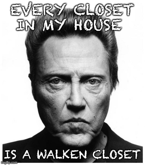 Christopher Walken | EVERY CLOSET IN MY HOUSE; IS A WALKEN CLOSET | image tagged in christopher walken | made w/ Imgflip meme maker