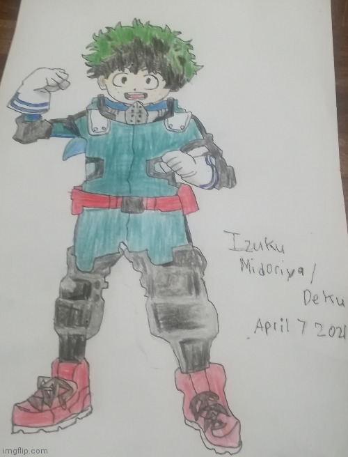 I drew Izuku Midoriya from My Hero Academia | image tagged in drawings | made w/ Imgflip meme maker