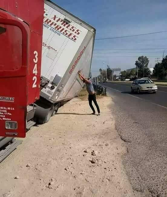 Holding up the truck Blank Meme Template