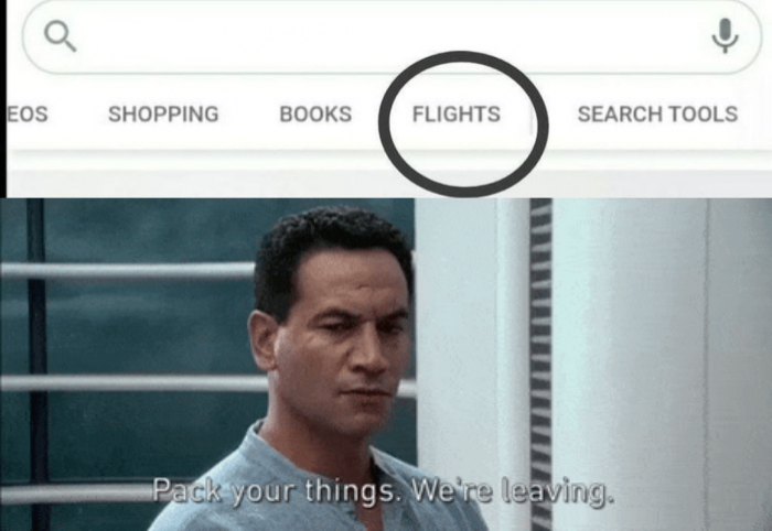 Pack your things Google Flights Blank Meme Template