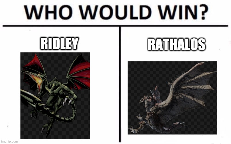 Ridley!!!!! | RIDLEY; RATHALOS | image tagged in memes,who would win | made w/ Imgflip meme maker