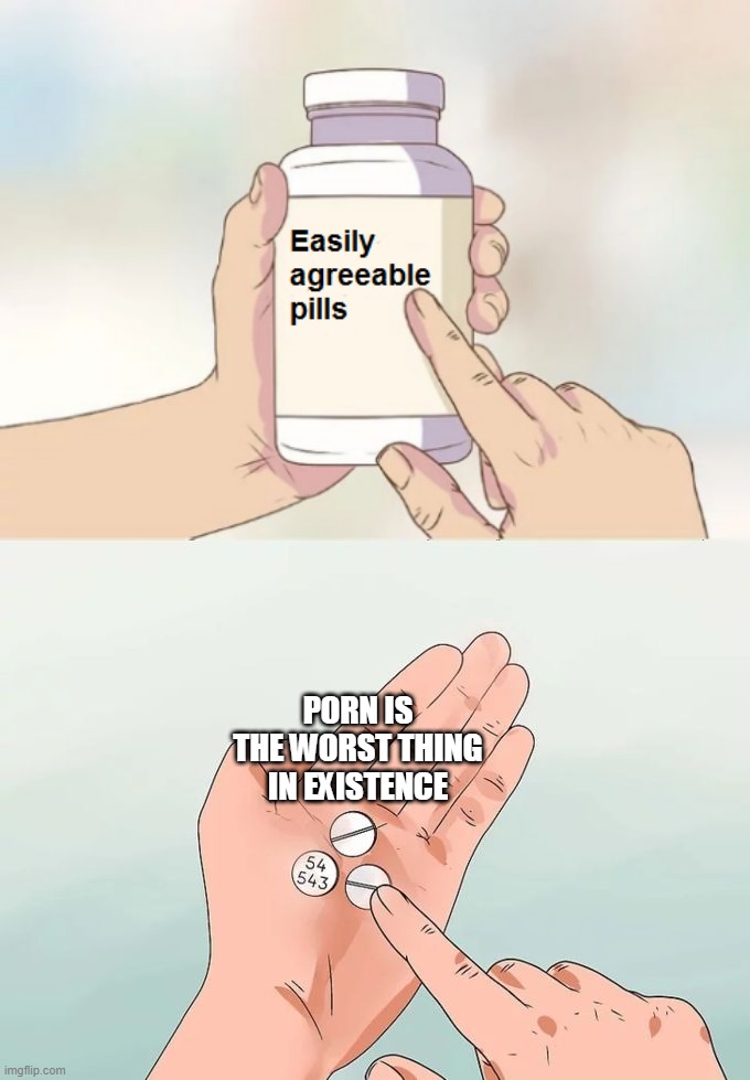Easy to agree with pills | PORN IS THE WORST THING IN EXISTENCE | made w/ Imgflip meme maker
