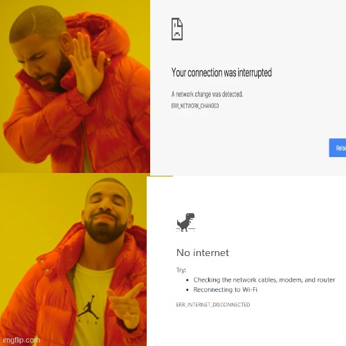 Dinosaur game for the win | image tagged in drake hotline bling,internet | made w/ Imgflip meme maker