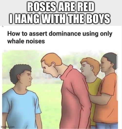 Whale | ROSES ARE RED
I HANG WITH THE BOYS | image tagged in whale | made w/ Imgflip meme maker