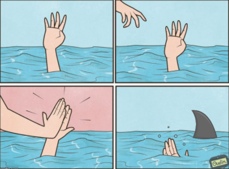 Shark drowning high five Blank Meme Template