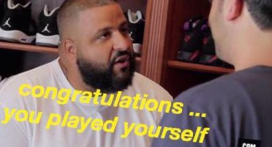DJ Khaled congratulations you played yourself shifted Blank Meme Template