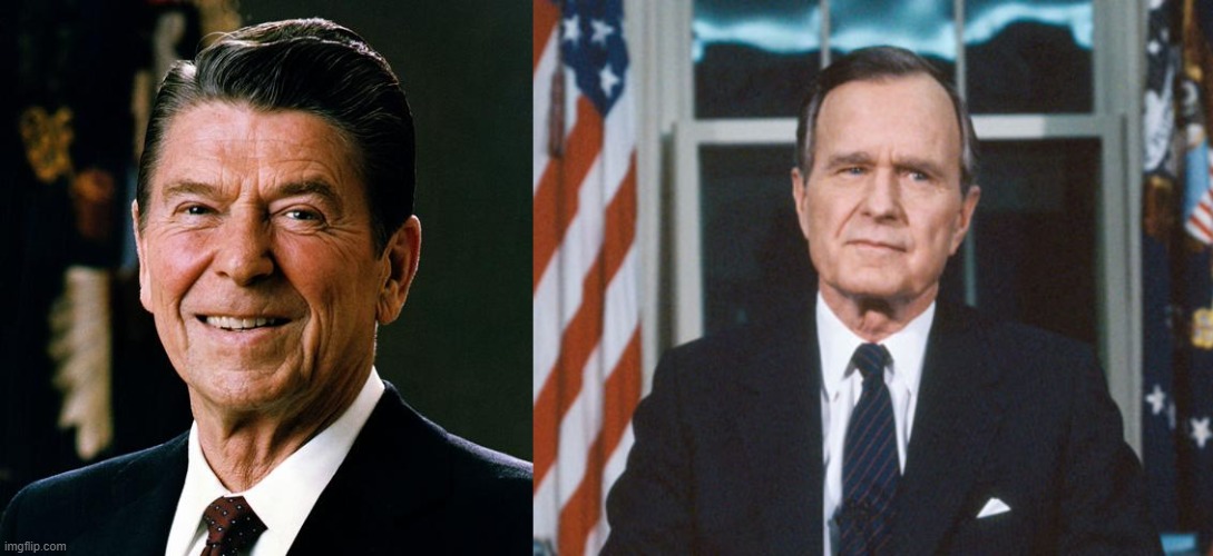 image tagged in ronald reagan face,george hw bush | made w/ Imgflip meme maker