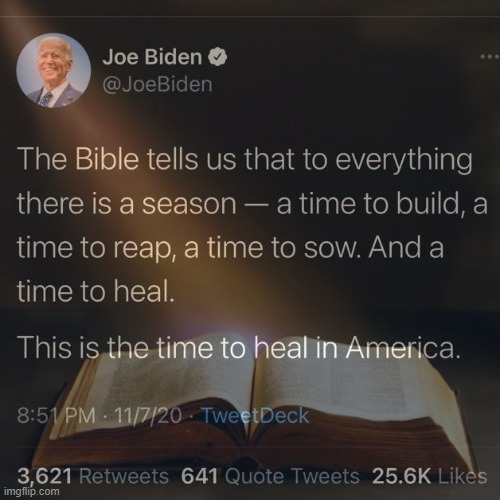 High Quality Joe Biden Bible tweet Blank Meme Template
