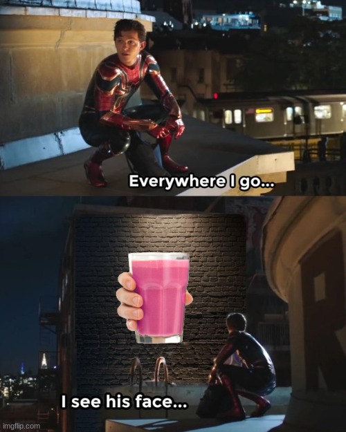 help me | image tagged in everywhere i go i see his face,choccy milk,strawberry milk | made w/ Imgflip meme maker