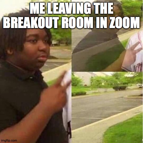breakout room | ME LEAVING THE BREAKOUT ROOM IN ZOOM | image tagged in disappearing | made w/ Imgflip meme maker