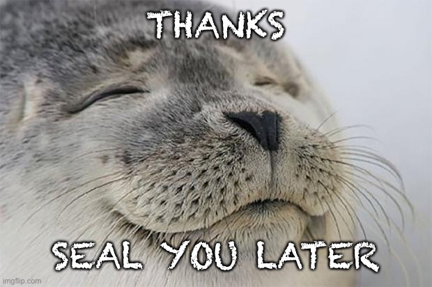 Satisfied Seal Meme | THANKS SEAL YOU LATER | image tagged in memes,satisfied seal | made w/ Imgflip meme maker