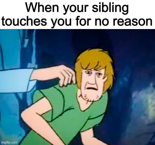 Like, bruh leave me the heck alone. | When your sibling touches you for no reason | image tagged in shaggy meme | made w/ Imgflip meme maker