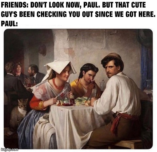 image tagged in friends,lgbtq,restaurant,art,painting,cute guys | made w/ Imgflip meme maker