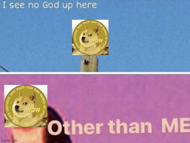Dogecoin | image tagged in i see no god up here other than me | made w/ Imgflip meme maker