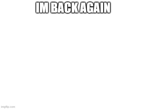Blank White Template | IM BACK AGAIN | image tagged in blank white template | made w/ Imgflip meme maker