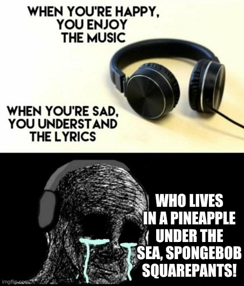 I finally understand the lyrics | WHO LIVES IN A PINEAPPLE UNDER THE SEA, SPONGEBOB SQUAREPANTS! | image tagged in understanding the lyrics,memes,funny,funny memes,music,spongebob | made w/ Imgflip meme maker
