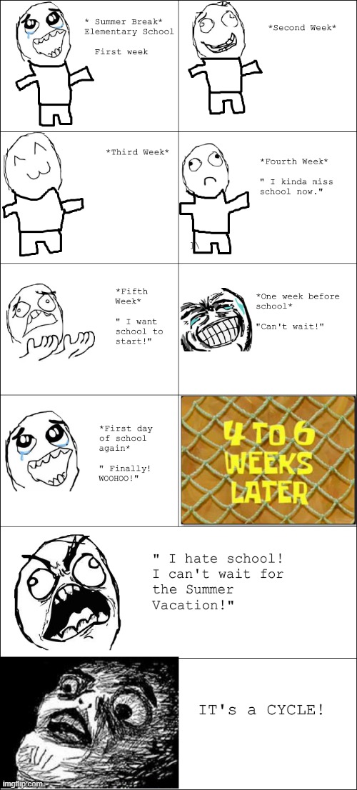 image tagged in summer vacation,memes,rage comics,funny,relatable,school | made w/ Imgflip meme maker