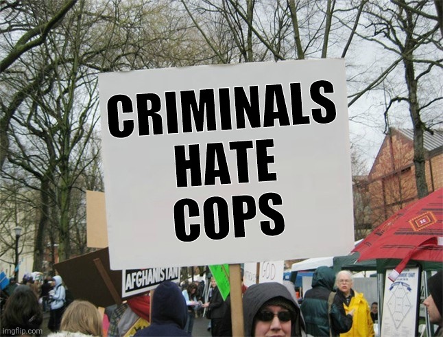 OK , we get it already | CRIMINALS
HATE
COPS | image tagged in blank protest sign,easy,simple explanation professor,it is what it is,certainly | made w/ Imgflip meme maker