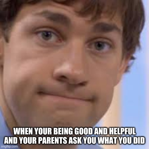 :| | WHEN YOUR BEING GOOD AND HELPFUL AND YOUR PARENTS ASK YOU WHAT YOU DID | image tagged in what did i do | made w/ Imgflip meme maker