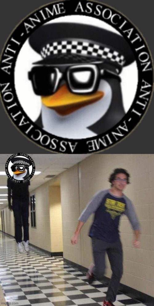 image tagged in anti-anime association seal,floating boy chasing running boy | made w/ Imgflip meme maker