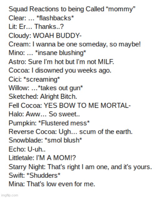 Squad reactions to being called "Mommy" | made w/ Imgflip meme maker