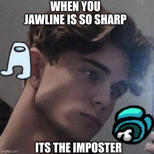 Whos the real imposter here | WHEN YOU JAWLINE IS SO SHARP; ITS THE IMPOSTER | image tagged in memes | made w/ Imgflip meme maker