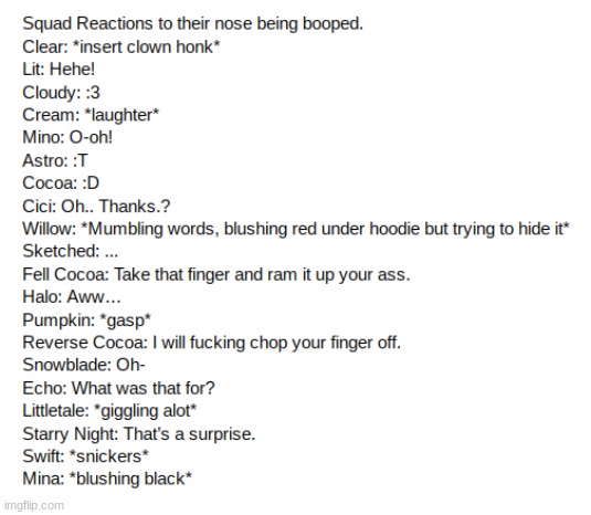 Squads reaction to Their nose being booped | made w/ Imgflip meme maker