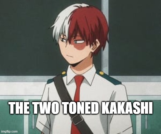 Shoto Todoroki | THE TWO TONED KAKASHI | image tagged in shoto todoroki | made w/ Imgflip meme maker