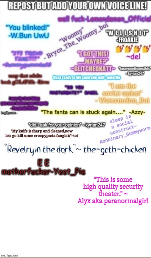 "This is some high quality security theater." ~ Alyx aka paranormalgirl | made w/ Imgflip meme maker