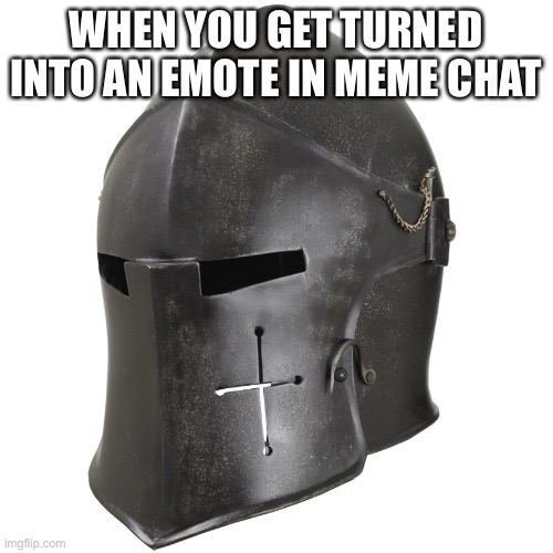 True tho | WHEN YOU GET TURNED INTO AN EMOTE IN MEME CHAT | image tagged in crusader helmet | made w/ Imgflip meme maker