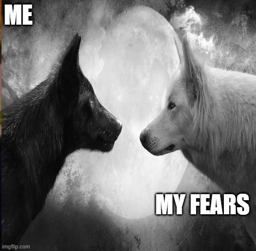 ME; MY FEARS | image tagged in wolves | made w/ Imgflip meme maker
