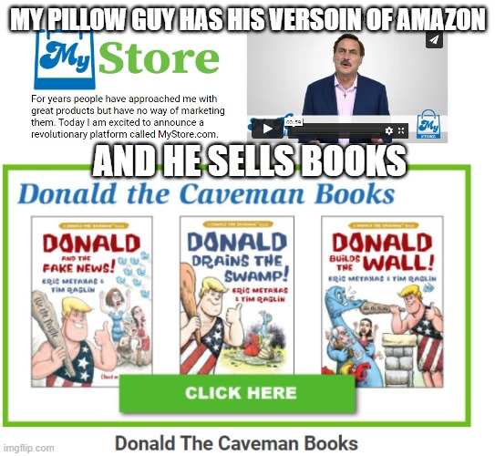 R.I.P Amazon it don't stand a chance | MY PILLOW GUY HAS HIS VERSOIN OF AMAZON; AND HE SELLS BOOKS | image tagged in lol,amazon | made w/ Imgflip meme maker