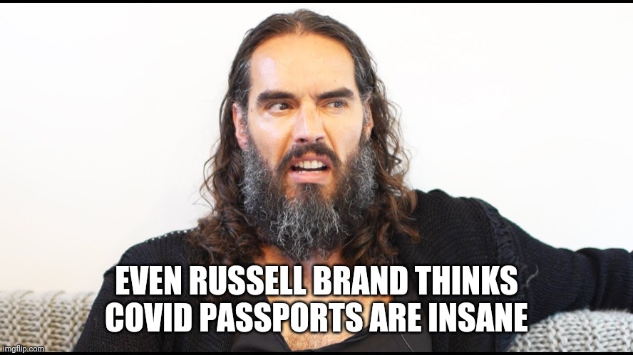 If you trust government and big business you are a fricken moron. | EVEN RUSSELL BRAND THINKS COVID PASSPORTS ARE INSANE | image tagged in covid,passport,big brother,government,corporations,control | made w/ Imgflip meme maker