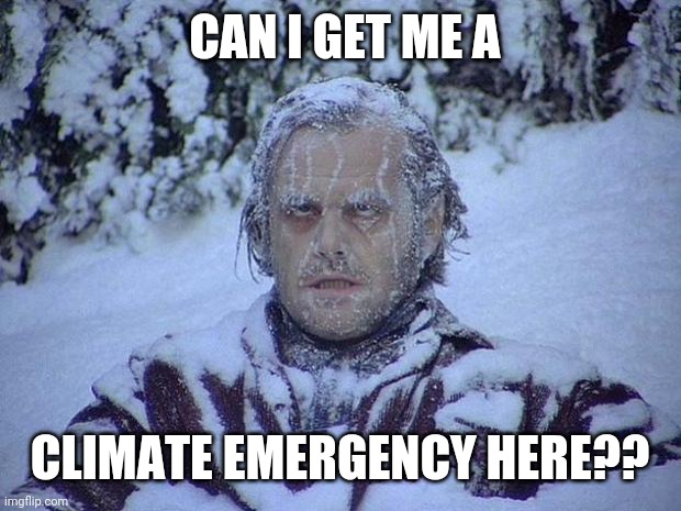 Jack Nicholson The Shining Snow Meme | CAN I GET ME A CLIMATE EMERGENCY HERE?? | image tagged in memes,jack nicholson the shining snow | made w/ Imgflip meme maker