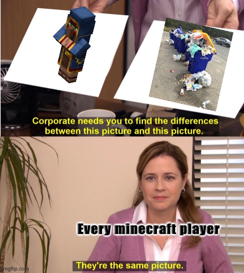 Every Minecraft  player | Every minecraft player | image tagged in memes,they're the same picture | made w/ Imgflip meme maker