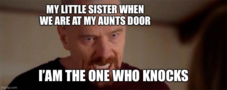 I am the danger | MY LITTLE SISTER WHEN WE ARE AT MY AUNTS DOOR; I’AM THE ONE WHO KNOCKS | image tagged in i am the danger | made w/ Imgflip meme maker