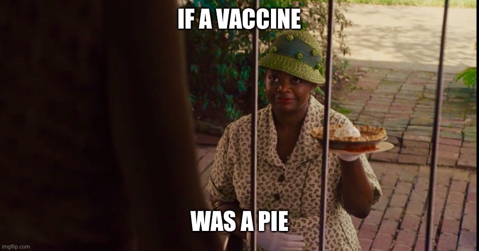 Covid vaccine | IF A VACCINE; WAS A PIE | image tagged in the help | made w/ Imgflip meme maker